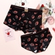 Barbino đích thực ngọn lửa red lip in ice silk couple đồ lót sexy phù hợp với nam giới boxer tóm tắt của phụ nữ Cặp đôi