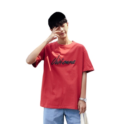 2018 mùa hè vài thêu T-Shirt nam ngắn tay lỏng sinh viên Hàn Quốc hoang dã giản dị áo sơ mi vòng cổ áo sơ mi Áo khoác đôi