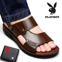 Playboy dép nam da bò 2018 mùa hè mới giày bãi biển bình thường Hàn Quốc phiên bản của non-slip mềm dưới xác thực giày lacoste nam
