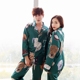 Phim hoạt hình mèo và con chó vài bộ đồ ngủ lụa nam giới và phụ nữ mô hình mùa xuân và mùa thu dễ thương áo sơ mi giản dị dịch vụ nhà Hàn Quốc phiên bản của băng lụa phù hợp với bộ jum đẹp Cặp đôi