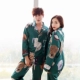 Phim hoạt hình mèo và con chó vài bộ đồ ngủ lụa nam giới và phụ nữ mô hình mùa xuân và mùa thu dễ thương áo sơ mi giản dị dịch vụ nhà Hàn Quốc phiên bản của băng lụa phù hợp với bộ đồ khủng log Cặp đôi