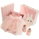 Bé sơ sinh hộp quà tặng công chúa váy đặt mùa hè cotton để gửi nữ bé trăng tròn món quà tuổi ăn mặc quà tặng