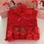 Hộp quà sơ sinh cho bé trăng rằm trăm ngày quà tặng áo choàng đỏ jumpsuit nữ bé dài tay công chúa phù hợp với bông hộp quà cho bé sơ sinh mùa đông