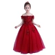 Công chúa váy cô gái fluffy sinh nhật cô gái từ vai váy con máy chủ hoa cô gái ăn mặc nữ màu đỏ Váy trẻ em