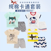 Trẻ em mới của quần áo trẻ em ngắn tay t-shirt phù hợp với Hàn Quốc phiên bản của chàng trai và cô gái T-Shirt bé ngắn tay quần short hai mảnh cotton