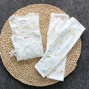 18 mùa xuân sơ sinh quần áo 0-3 tháng cotton bé nhà sư quần áo tie áo sơ mi bé đồ lót mùa thu quần phù hợp với