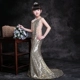 Trẻ em ăn mặc một- vai sequins đuôi cá váy con lắc mô hình sân khấu lưu trữ trang phục sàn diễn thời trang phù hợp với vàng mới