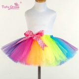 Радужная юбка на девочку, мини-юбка для принцессы, костюм, европейский стиль, юбка-пачка