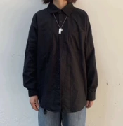 SANJATI Crane Nhật Bản nền tảng retro lỏng tay áo dài nam màu đen và phụ nữ lỏng lẻo áo đôi dụng cụ - Áo