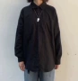 SANJATI Crane Nhật Bản nền tảng retro lỏng tay áo dài nam màu đen và phụ nữ lỏng lẻo áo đôi dụng cụ - Áo sơ mi công sở nam