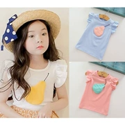 Phiên bản Hàn Quốc của bé gái hoạt hình lê tay áo thun mùa hè top áo thun tay ngắn mùa hè 2018 mới 3038