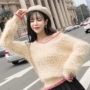 Áo len cổ chữ V ngọt ngào, mũ len nữ mùa thu 2018 màu sắc phù hợp với học sinh Hàn Quốc áo len dài tay - Áo len thể thao / dòng may áo khoác len dài