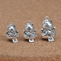 925 Sterling Bạc Thái Bạc Mặt dây chuyền Phụ kiện Mèo may mắn Mèo may mắn Mặt dây chuyền Mèo Hướng dẫn DIY Vòng cổ Phụ kiện - Vòng đeo tay Clasp vòng cartier