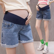 Bà bầu quần legging eo mùa hè quần short denim 2019 mùa thu quần mới cho bà bầu mùa hè mặc quần short ống rộng - Phụ nữ mang thai quần / quần bụng