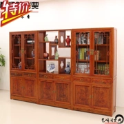 Chống cổ tủ trưng bày Trung Quốc gỗ elm tủ sách tủ sách tủ sách ba mảnh kết hợp kệ sách kệ Shelf - Buồng