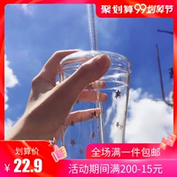 Sáng tạo Star Glass Cup Juice Straw Cup Sinh viên Nhiệt dễ thương Cup Tea Cup Cup sữa 460ML - Tách bình giữ nhiệt 1000ml