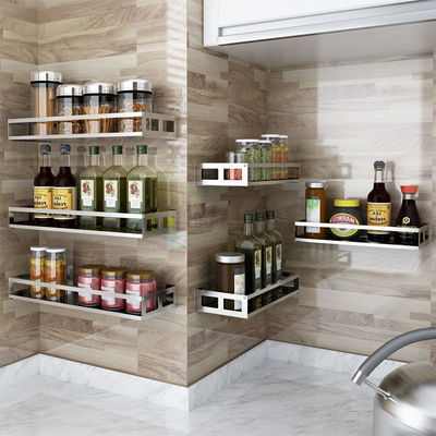 厨房调料置物架不锈钢调料架壁挂式免打孔调味品油盐酱醋收纳23