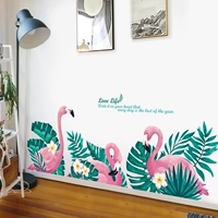 Наклейка на стену, бумажная сетка, украшение для спальни, свежие настенные наклейки для гостиной, фламинго, популярно в интернете