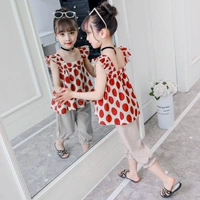 Bộ đồ bé gái mùa hè 2019 phiên bản mới của Hàn Quốc dành cho trẻ em sành điệu 3 chiếc áo lưới 5 màu đỏ 5 khí đại dương 6 hai bộ thủy triều 9 tuổi - Khác quần áo bé trai
