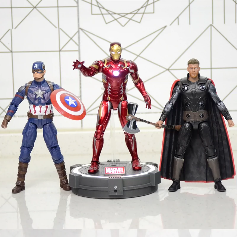 China Mobile Hợp chất di động 7 inch chính hãng Marvel Iron Man Spider-Man Đội hình búp bê Mỹ làm bằng tay đồ chơi bằng nhựa - Khác