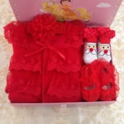 Hộp quà tặng cho bé năm mới Bộ đồ cho bé gái 0-1 tuổi Quần áo cũ Mùa đông đỏ 3 tháng 6 Công chúa sơ sinh
