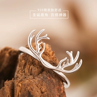 Sen thiết kế ban đầu S925 sterling bạc trang sức thời trang đơn giản mở vòng antler nhẫn nữ điều chỉnh vòng đuôi nhẫn đôi pnj