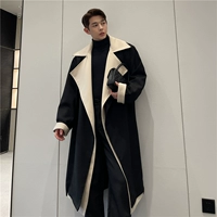Зимнее длинное дизайнерское шерстяное пальто для мальчиков, в корейском стиле, тренд сезона, увеличенная толщина