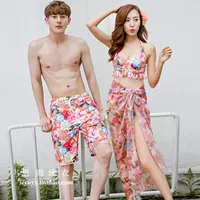Cặp đôi đồ bơi Cặp đôi người mẫu dưới nước Hàn Quốc áo tắm nhỏ ngực tập hợp quần lọt khe bụng quần ba - Vài đồ bơi 	đồ đôi đi biển big size