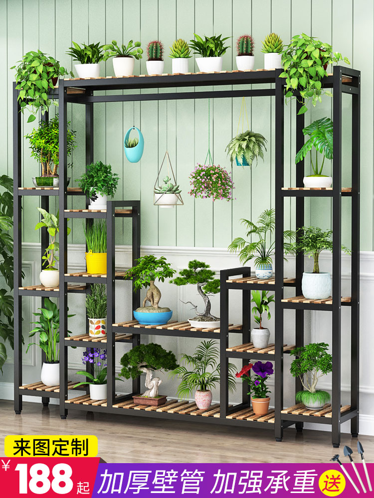 kệ trồng hoa treo tường Cửa hàng hoa giá đỡ hoa nhà sắt rèn nhiều lớp trong nhà ban công giá để đồ vách ngăn phòng khách đặt sàn thì là xanh kệ chậu hoa kệ để cây sen đá kệ sắt trồng cây cảnh