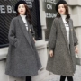 Mùa thu và mùa đông dài Phiên bản Hàn Quốc của quần áo rộng kích cỡ lớn của phụ nữ cộng với phân bón XL áo khoác len chất béo áo choàng MM - Áo khoác dài áo khoác len cardigan nữ