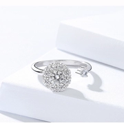Nhẫn rung của S925 sterling bạc ròng đỏ với cùng một bộ kim cương xoay vòng nữ có thể xoay mở để chạy nhẫn kim cương