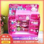 Đồ chơi trẻ em trẻ em Hàn Quốc thỏ hồng chơi nhà cô gái công chúa mô phỏng tủ lạnh đôi cửa nhỏ