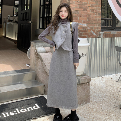 taobao agent Fashionable demi-season set, advanced vest, pleated skirt, plus size, Chanel style, high-quality style, fitted, three piece suit