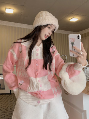taobao agent Demi-season autumn cardigan, Japanese sweater, retro top, plus size, 2023 collection, fitted