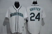 MLB đội thủy thủ đồng phục bóng chày lần thứ 24 GRIFFEY trắng xám xanh Mariners áo ngắn tay áo thi đấu - Thể thao sau