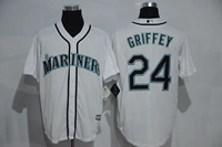 MLB đội thủy thủ đồng phục bóng chày lần thứ 24 GRIFFEY trắng xám xanh Mariners áo ngắn tay áo thi đấu - Thể thao sau quần áo thể thao mùa đông