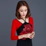 Giải phóng mặt bằng quốc gia nữ 2018 áo khoác mới xuân hè Slim sling in cotton dài tay áo thun nữ đáy áo thun tay lỡ