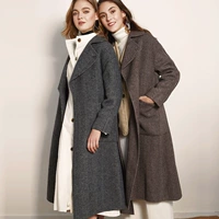 Corssmio áo hai mặt cashmere nữ dài phần 2019 mùa thu và mùa đông áo khoác len màu đen mới phổ biến - Áo len lót đôi áo phao nữ hàng hiệu