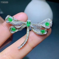 Натуральная брошь, зеленое двухцветное украшение для ногтей, с драгоценным камнем, серебро 925 пробы