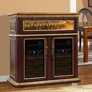 Tủ lạnh gỗ nghệ thuật mạ vàng, tủ lạnh đựng rượu, máy điều nhiệt, phòng khách, bạc tùy chỉnh, cổ điển châu Âu