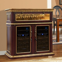 Tủ lạnh gỗ nghệ thuật mạ vàng, tủ lạnh đựng rượu, máy điều nhiệt, phòng khách, bạc tùy chỉnh, cổ điển châu Âu tủ rượu gỗ hương