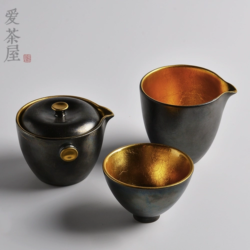 Тайвань Жинге вареный керамическая чашка чайная чашка 24 тыс. Золото -золото