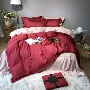 Đám cưới Bắc Âu màu rắn 80 ngày lụa bốn mảnh cảm giác mát mẻ Lysell bộ đồ giường bằng lụa lớn màu đỏ chủ giường - Bộ đồ giường bốn mảnh mền gối