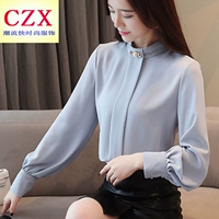 Осенний лонгслив, рубашка, коллекция 2021, в корейском стиле, в западном стиле, оверсайз, длинный рукав, большой размер