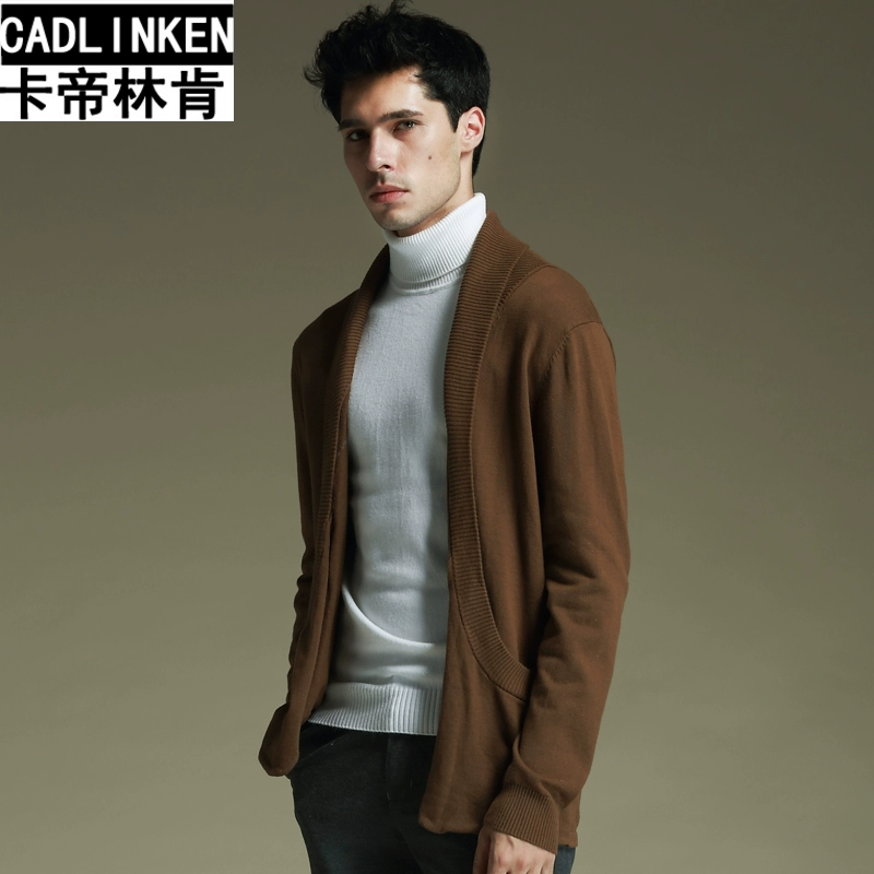 Cardi Lincoln Thin Áo choàng lông dài tay Áo len cardigan Áo khoác mỏng Hàn Quốc Áo thun nam cổ chữ V - Kéo qua