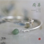 Ngôn ngữ mềm thương hiệu gốc Art Su Yin Dongling Jade Lotus Khai trương vòng tay bạc nữ - Vòng đeo tay Cuff vòng đá phong thủy