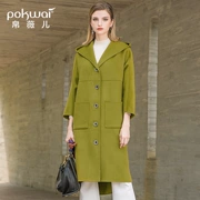 Áo khoác len nữ thời trang dài trùm đầu Áo khoác mỏng hai bên mùa đông Áo len PKHC688 - Áo len lót đôi