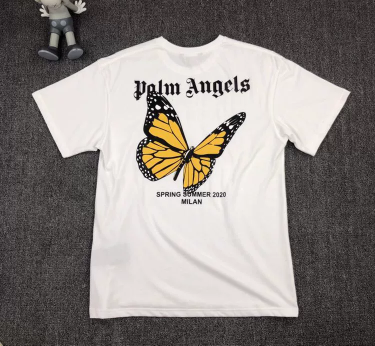 Đúng Palm Palm Angel Angels2020 in hình con bướm mới in cotton hoang dã áo thun ngắn tay đường phố - Áo phông ngắn
