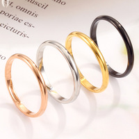 European and American new fashion minimalist optical noodle titanium steel ring plated 18K rose golden spherical stainless steel couple ring female