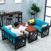 Thẻ ghế đôi sofa da cafe quán trà phòng khách công nghiệp gió đồ nội thất thanh sắt rèn nhà hàng kết hợp bàn ghế - FnB Furniture FnB Furniture